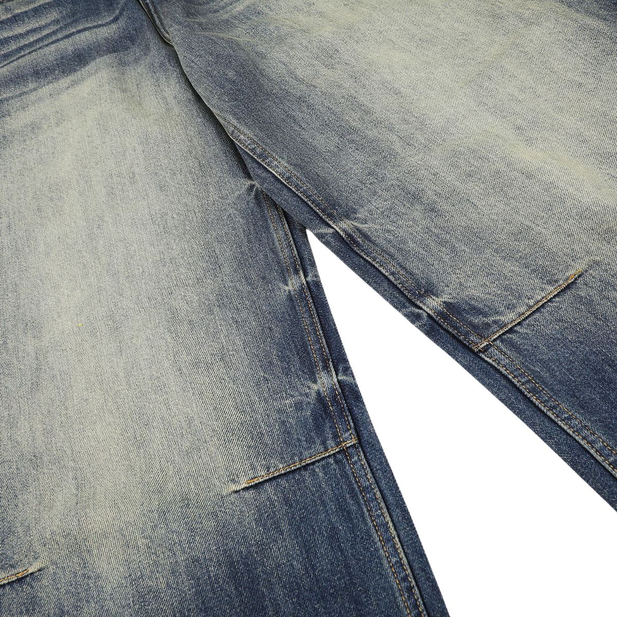 Washed Whiskering Wide Leg Vintage Denim Jeans