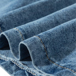 Falda vaquera con bordado de perlas y lavado vintage