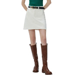 Falda vaquera con bordado de perlas y lavado vintage