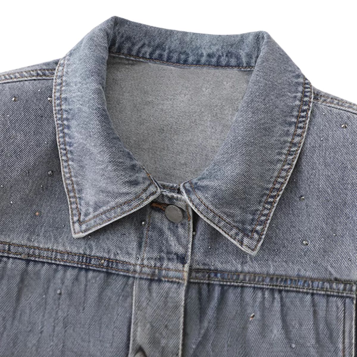 Women's Rhinestone-Embellished Denim Vest