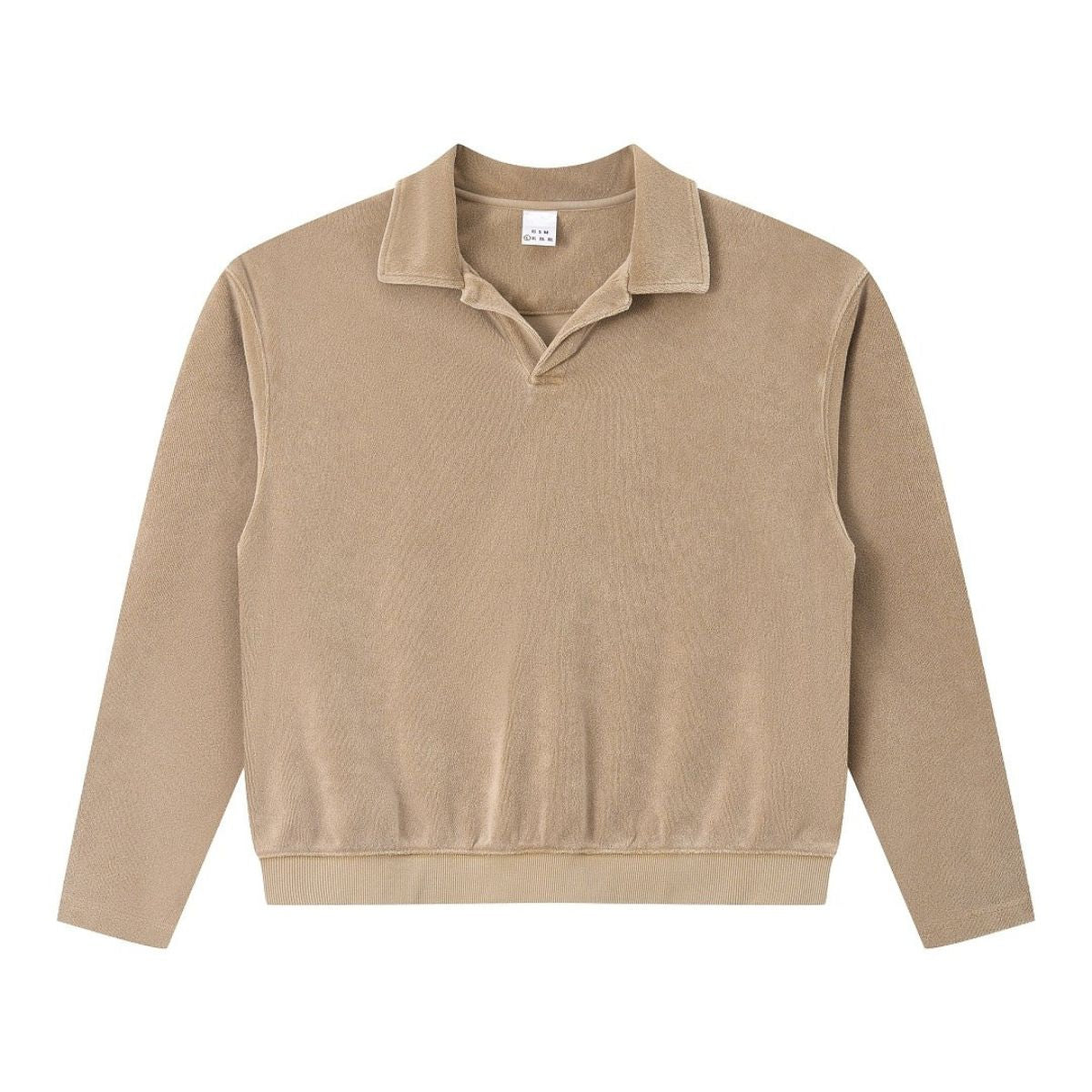 Retro Terry Cloth Polo Collar Sweatshirt