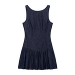 Falda vaquera con bordado de perlas y lavado vintage