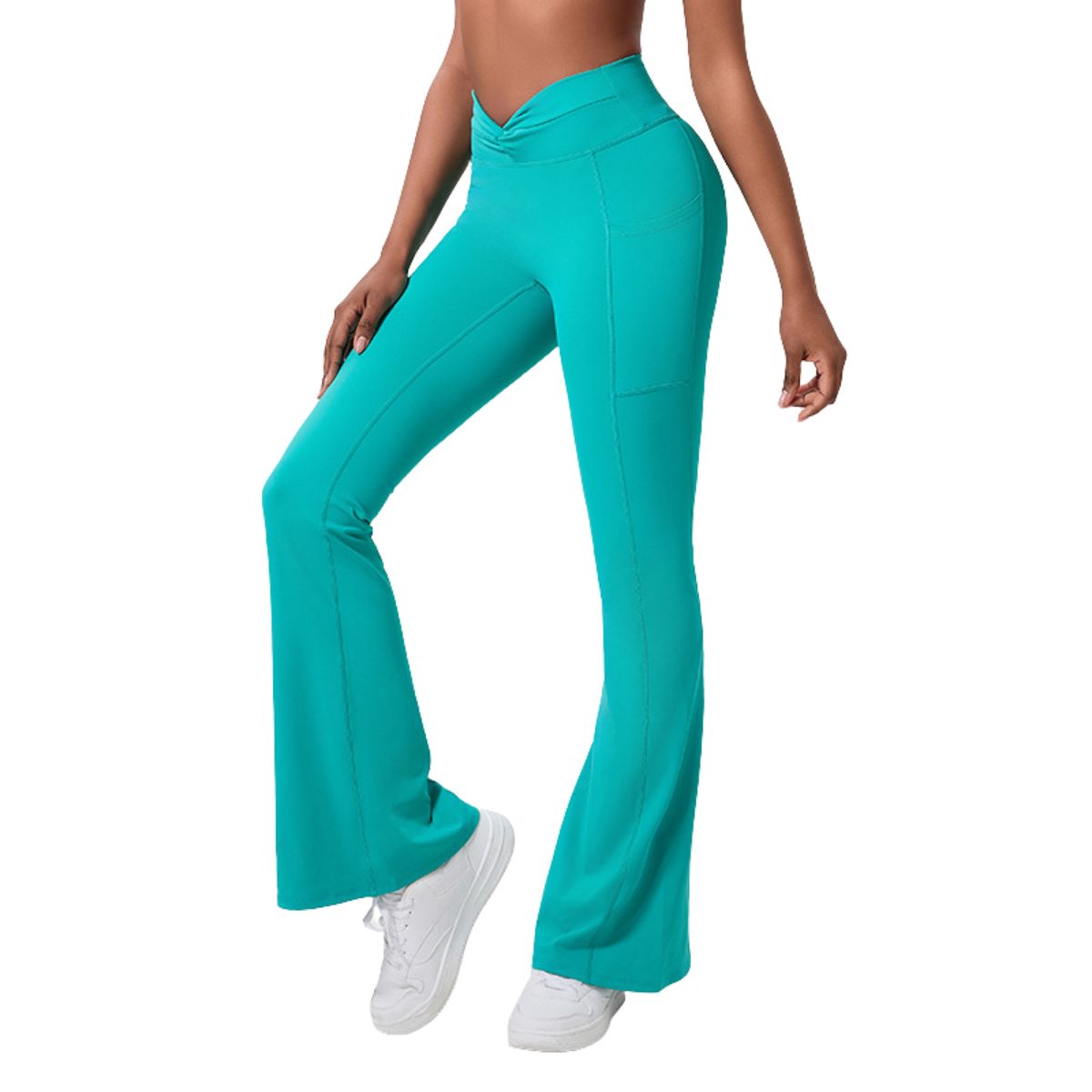 Women's High Waist Flare Yoga Pants With Pockets Butt Lifting Leggings