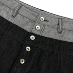 Two‑Tone Waistband Black Wide‑Leg Denim Jeans
