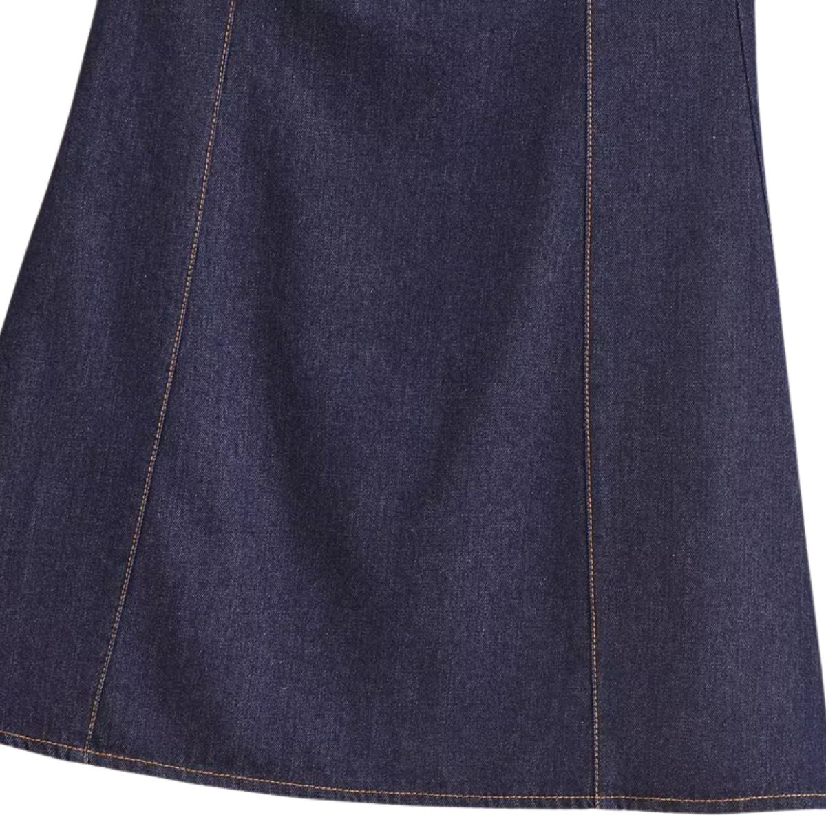 Falda vaquera con bordado de perlas y lavado vintage