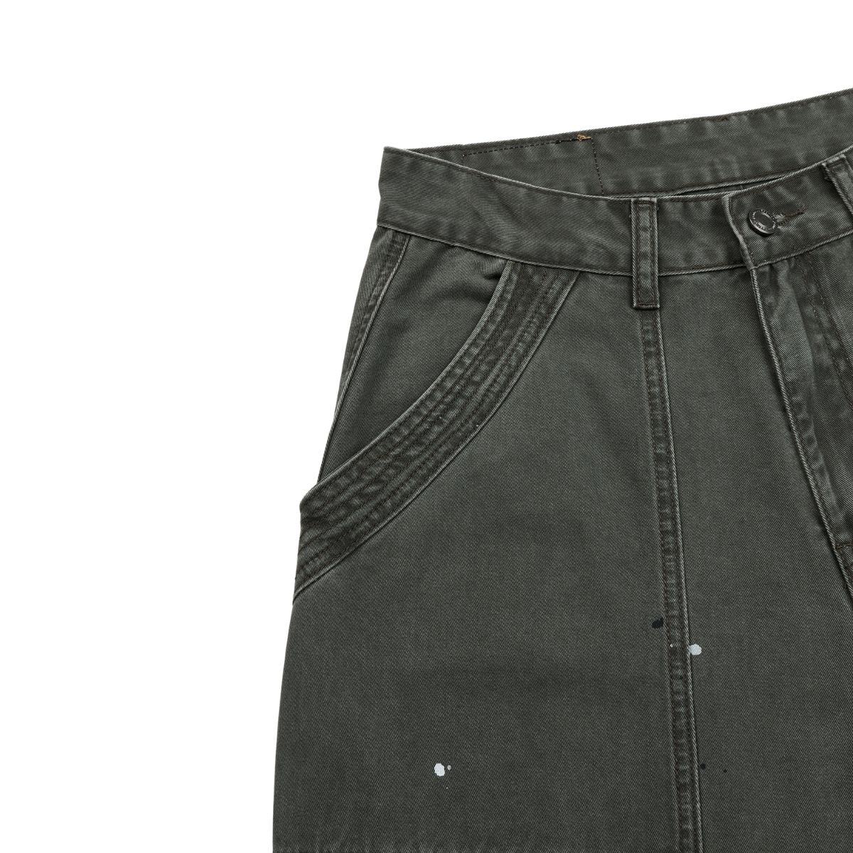 Paint‑Splatter Spliced Dark‑Green Loose Casual Pants