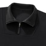 Short Wide Batwing Mock Neck Zip Up Sports Sweatshirt