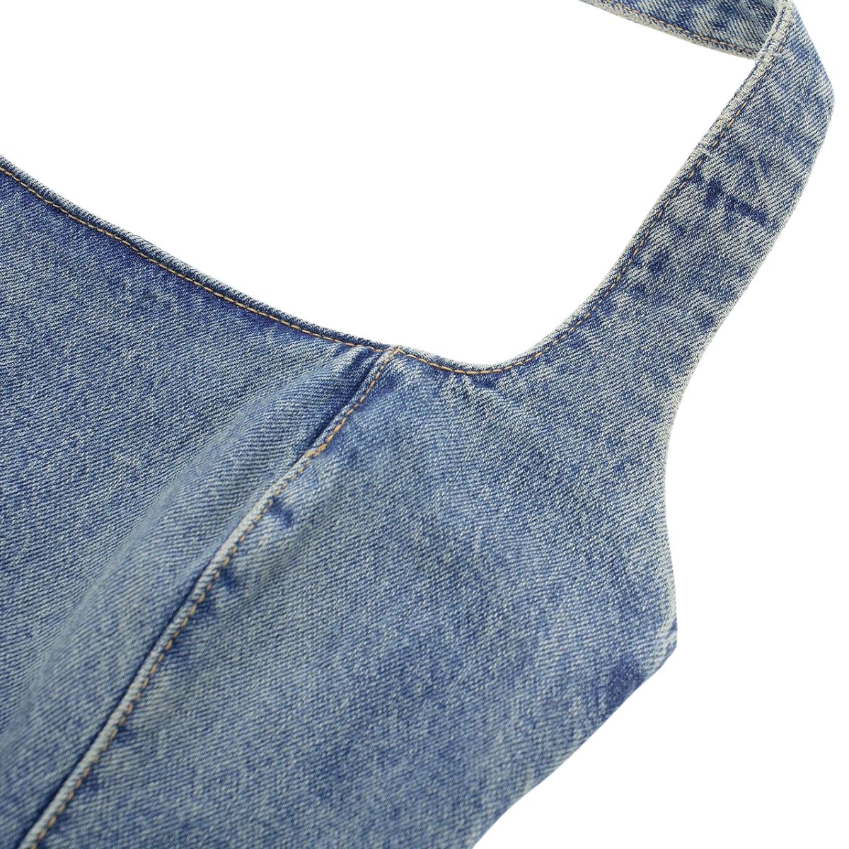 Falda vaquera con bordado de perlas y lavado vintage