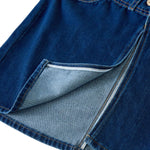 Falda vaquera con bordado de perlas y lavado vintage