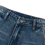 Vintage Blue Wide‑Leg Jeans With Side Pleat Details