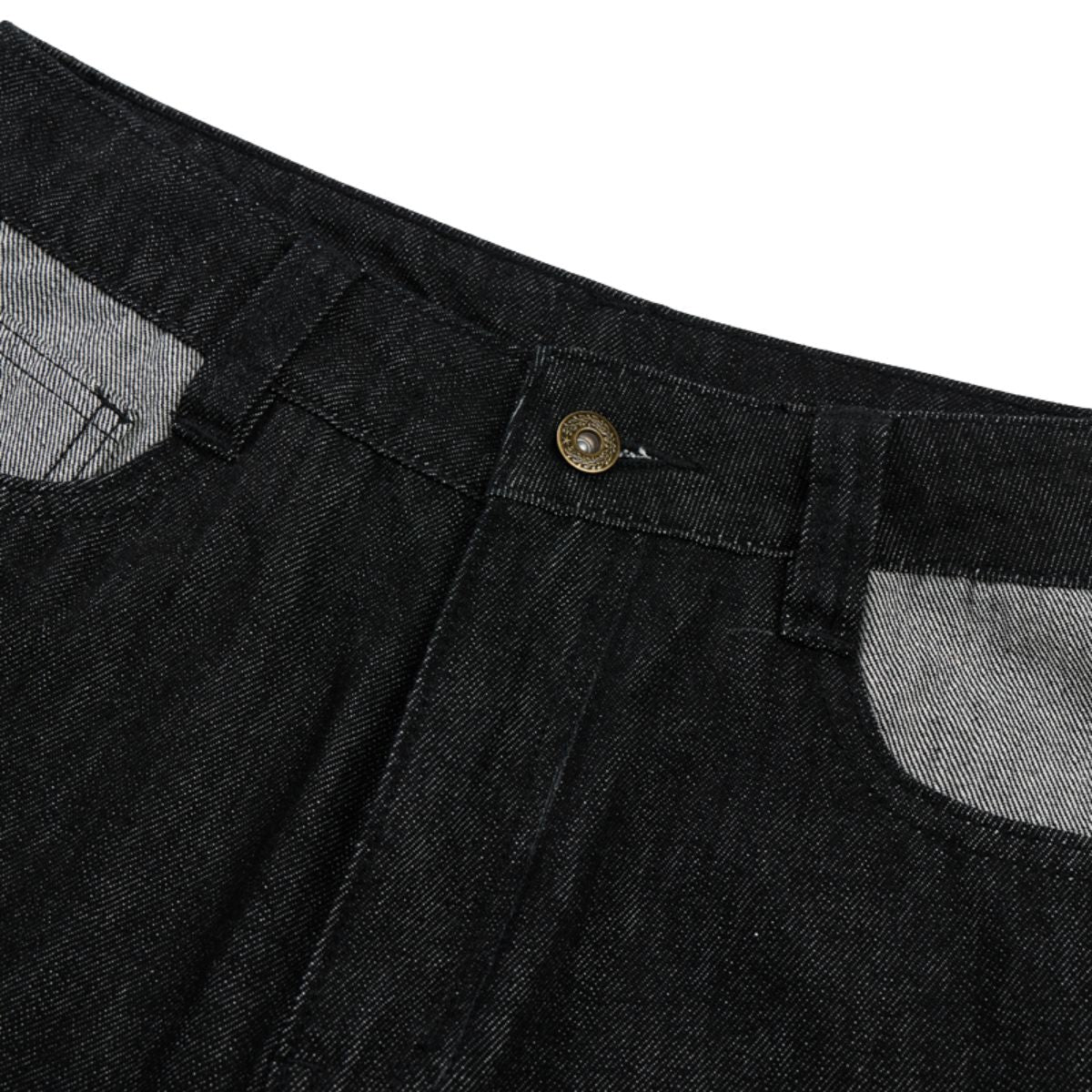 Washed Color‑Block Patchwork Jeans