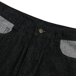 Washed Color‑Block Patchwork Jeans