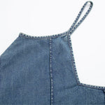 Diagonal Stitching Denim Spaghetti Strap Dress