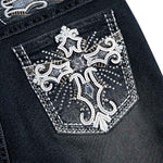 Women'sEmbroidered Y2K High Waist Stretchy Flared Jeans
