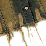 Raw Hem Distressed Denim Cropped Vest