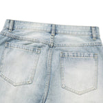Vintage Washed Curved Loose Wide-Leg Jeans