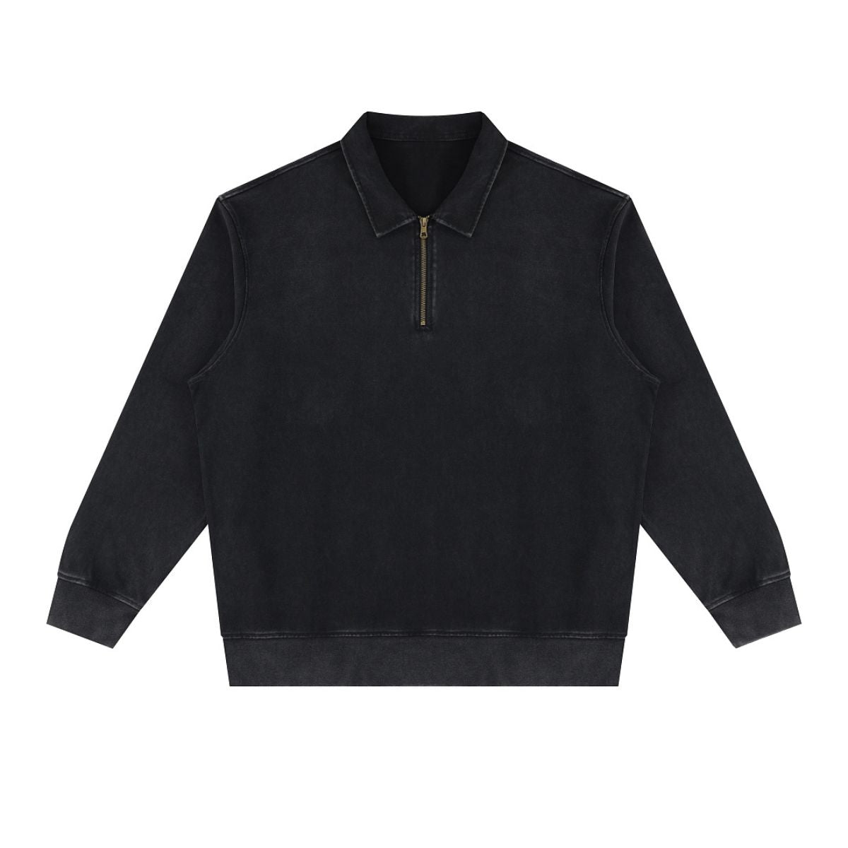 Heavyweight Washed Stand Collar Zip Polo Sweatshirt