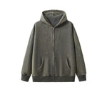 Stone Wash Zip-Front Fleece Hoodie