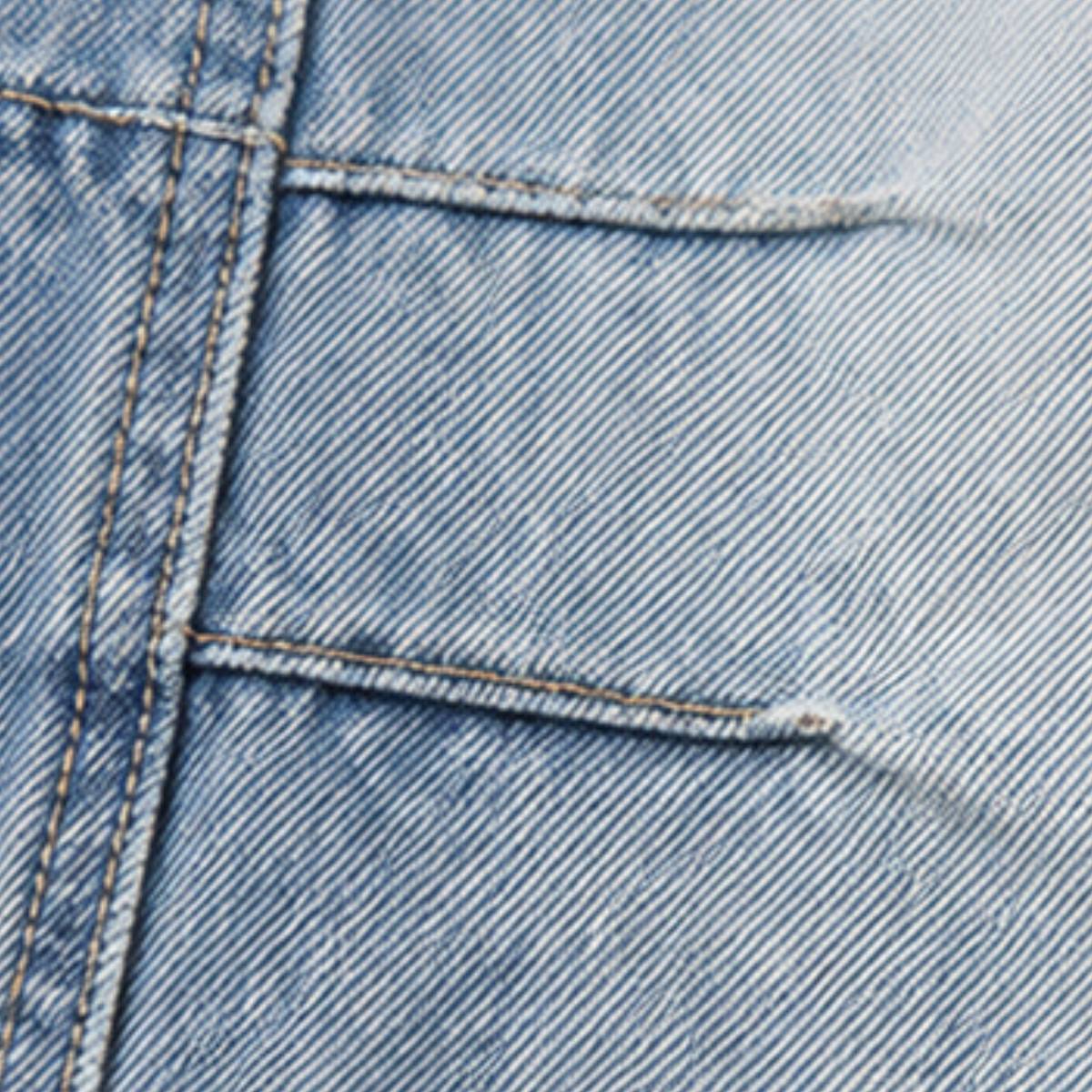American Vintage Washed High-Waist Curved Wide-Leg Workwear Denim Pants