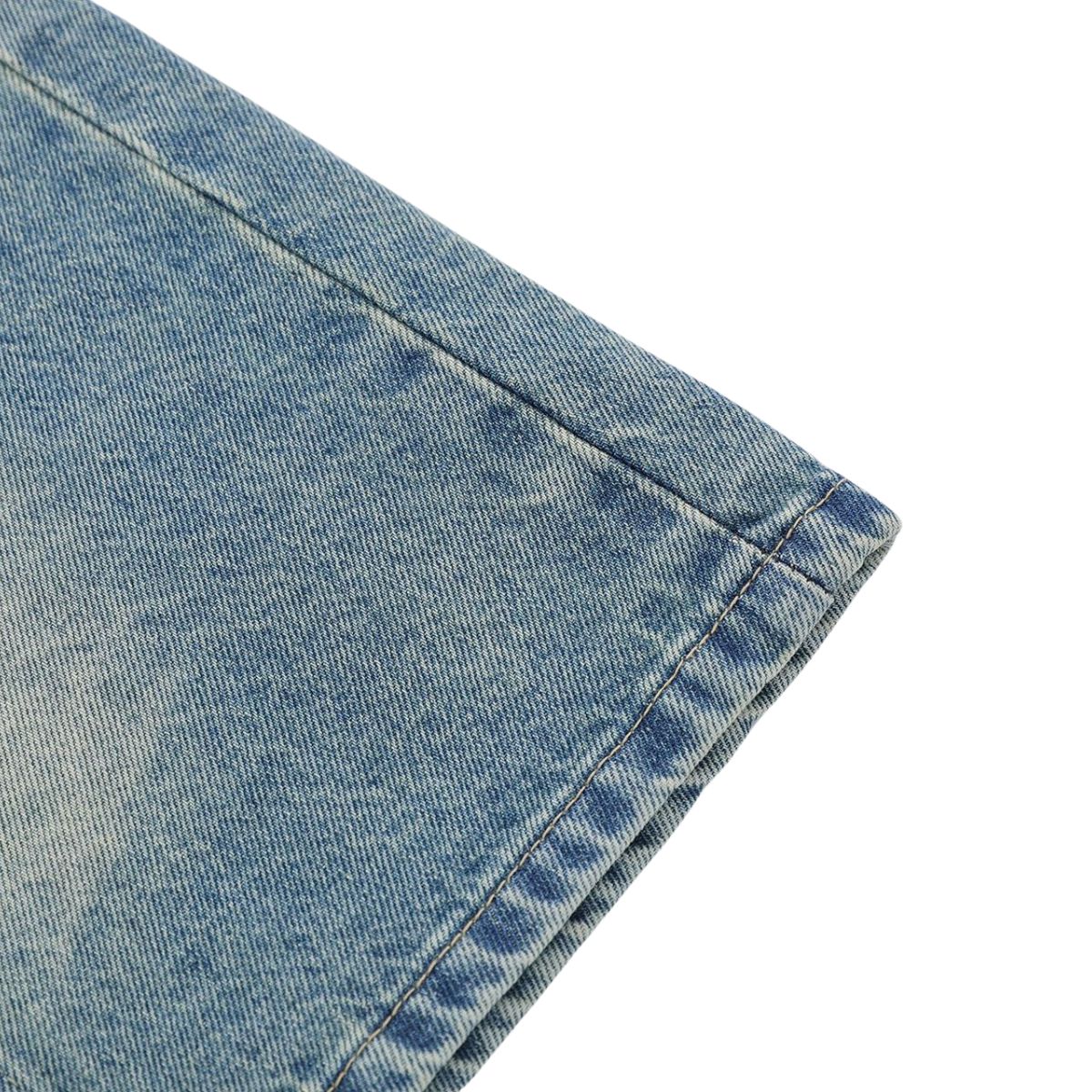 Vintage Washed Asymmetrical Button Denim Bermuda Shorts