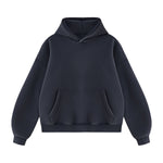 Vintage Washed Distressed Curved‑Sleeve Fleece‑Lined Hoodie