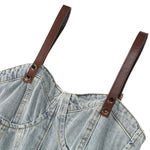 Falda vaquera con bordado de perlas y lavado vintage