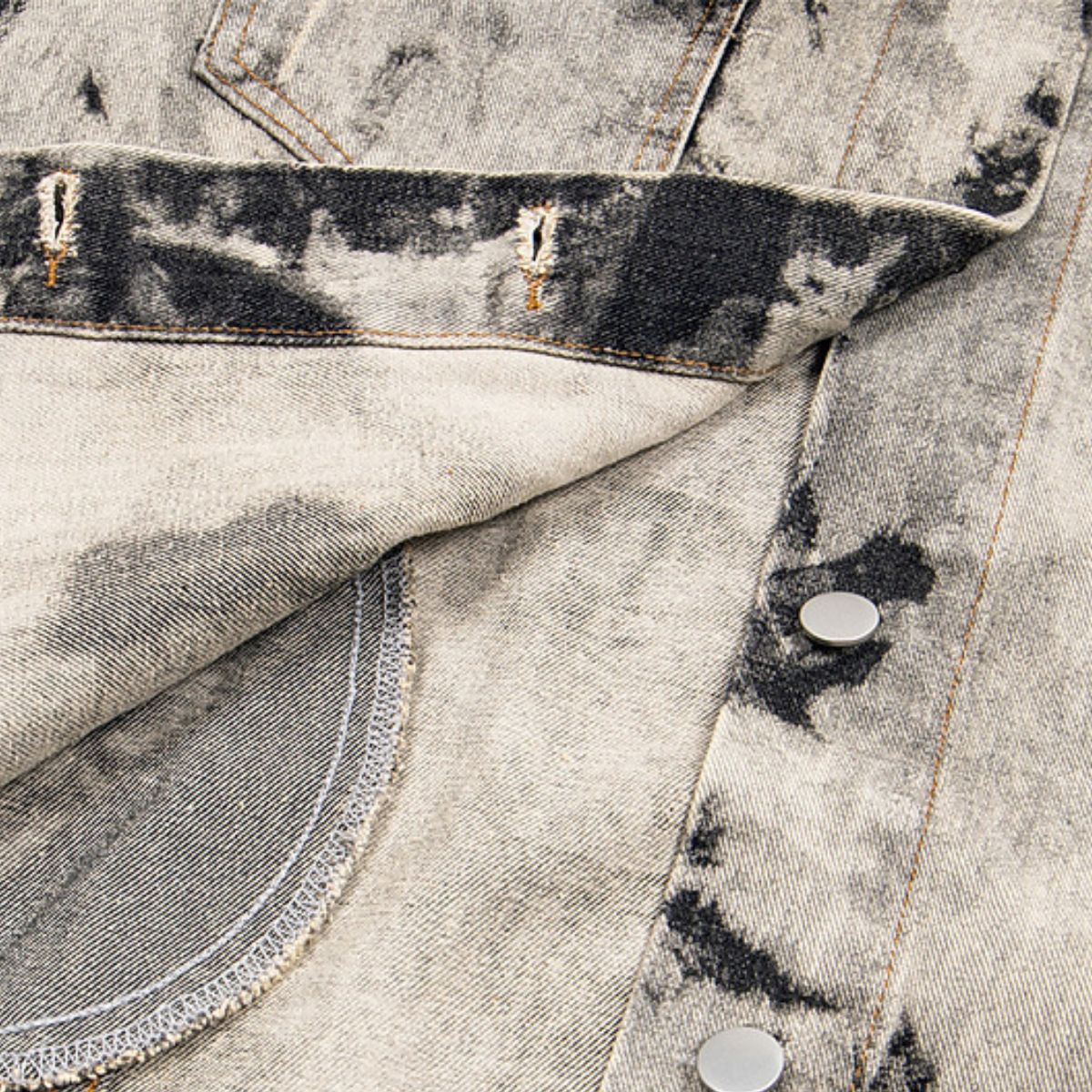 Men's Spring Autumn Tie-Dye Loose Casual Lapel Denim Jacket