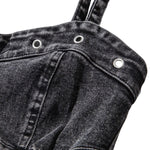 Falda vaquera con bordado de perlas y lavado vintage