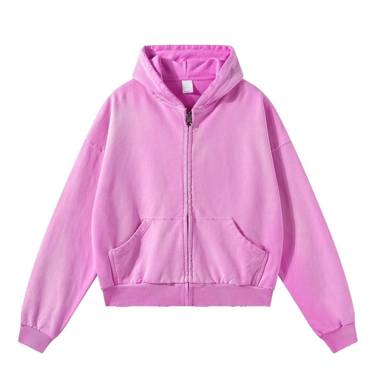 Monkey Wash Ripped Distressed Cotton Pullover Hoodie