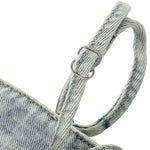 Falda vaquera con bordado de perlas y lavado vintage