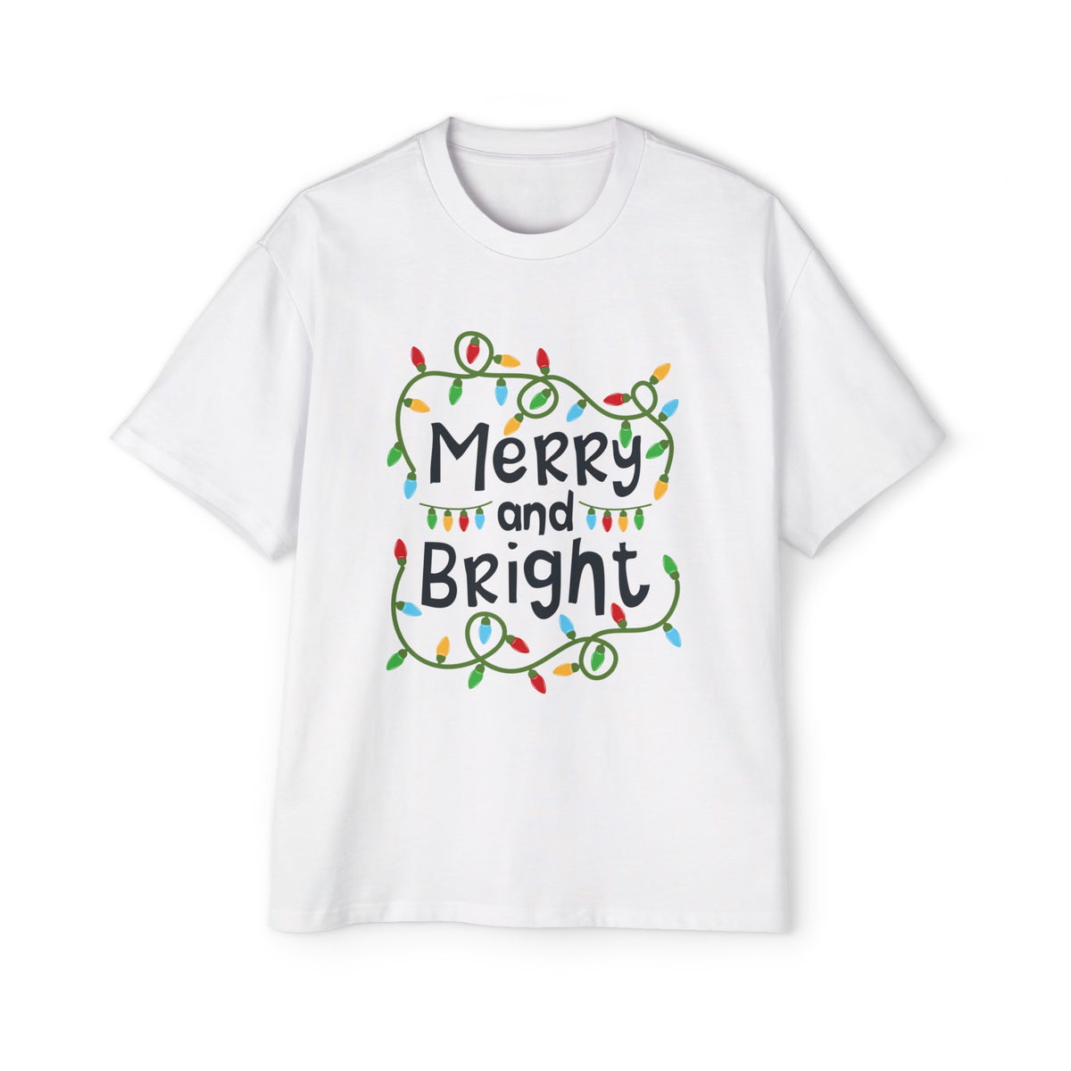 Merry And Bright Christmas Light Graphic Tee-INNBLAC Fashion Apparel