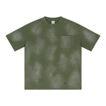 Camiseta con bolsillo desgastado y lavado ácido de 8.5 oz