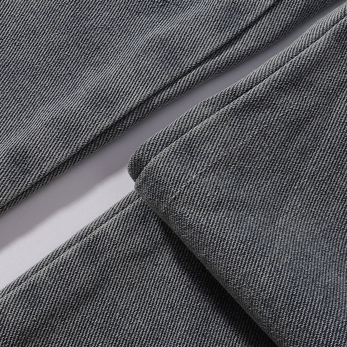 Plaid Trim Star Patched Wide Leg Denim Jeans