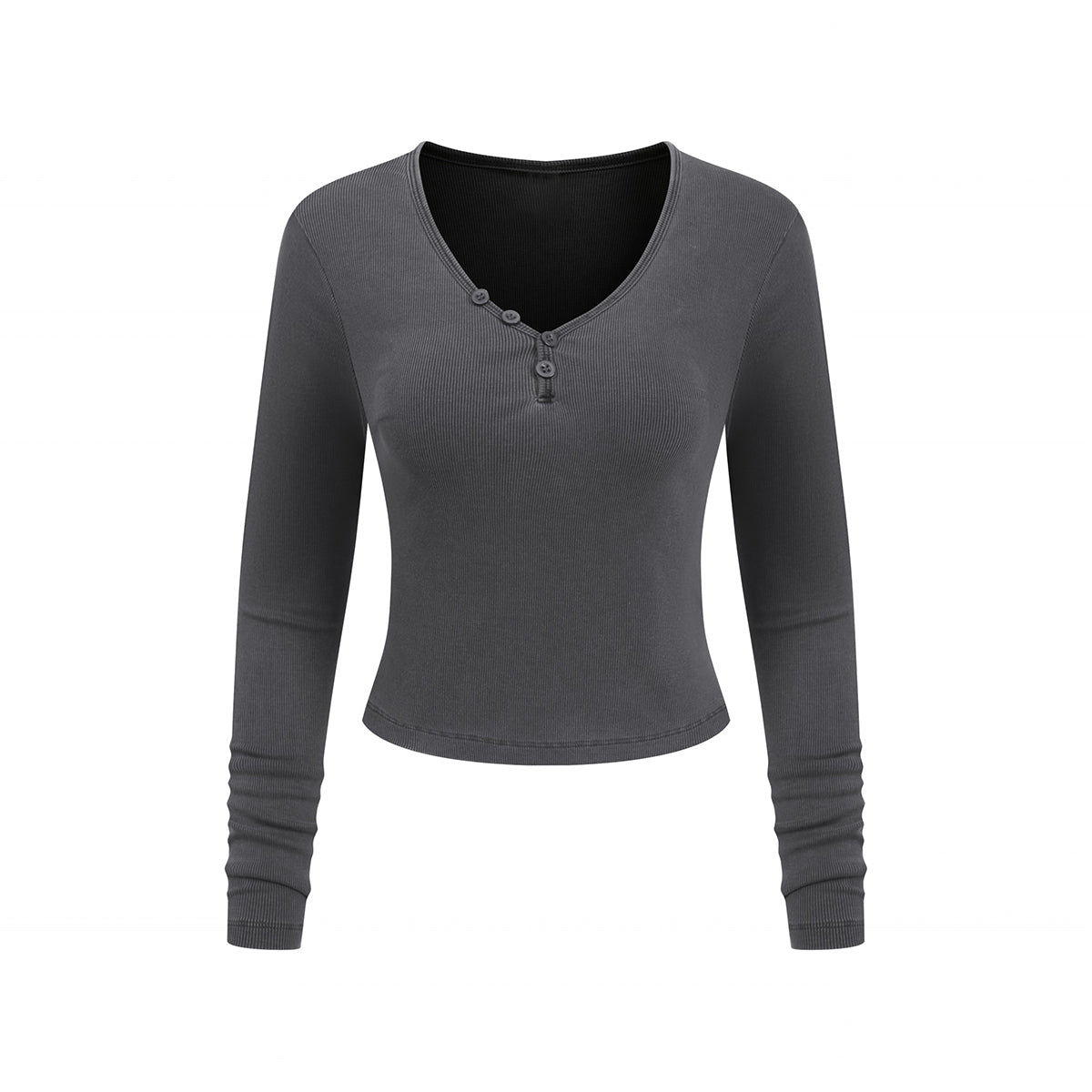 Long-Sleeve Ribbed Henley Top 8.25oz