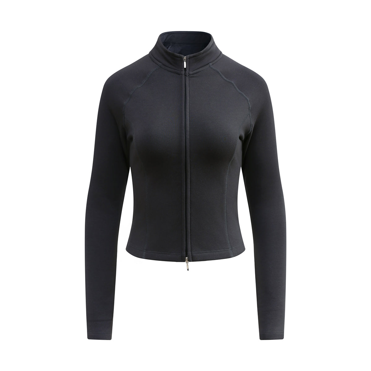 Double-Slider Zipper Fleece Cropped Sweatshirt