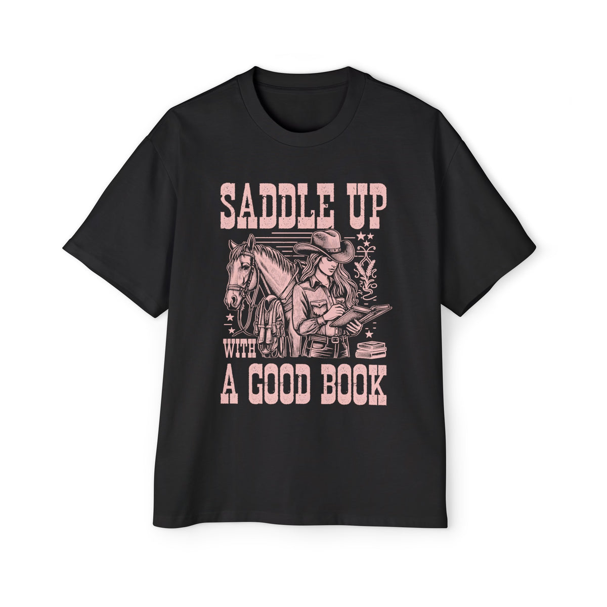 Saddle Up With A Good Book Graphic Tee-INNBLAC Fashion Apparel