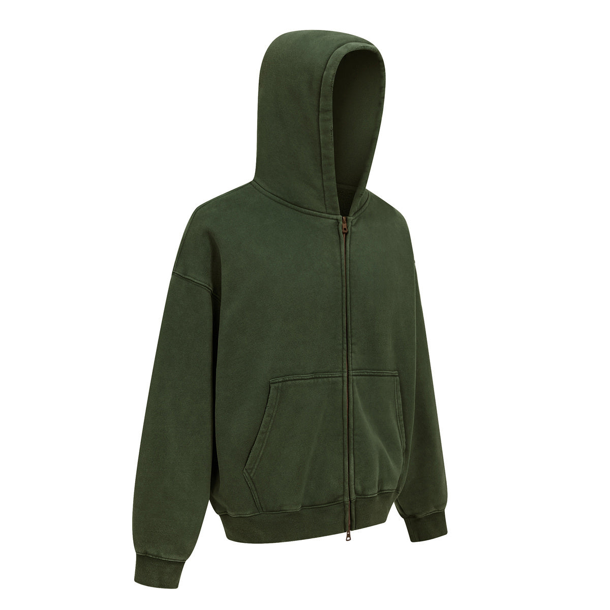Vintage Oversized Full Zip Kangaroo Pocket Hoodie