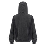 Distressed Vintage Wash Zip Up Hoodie