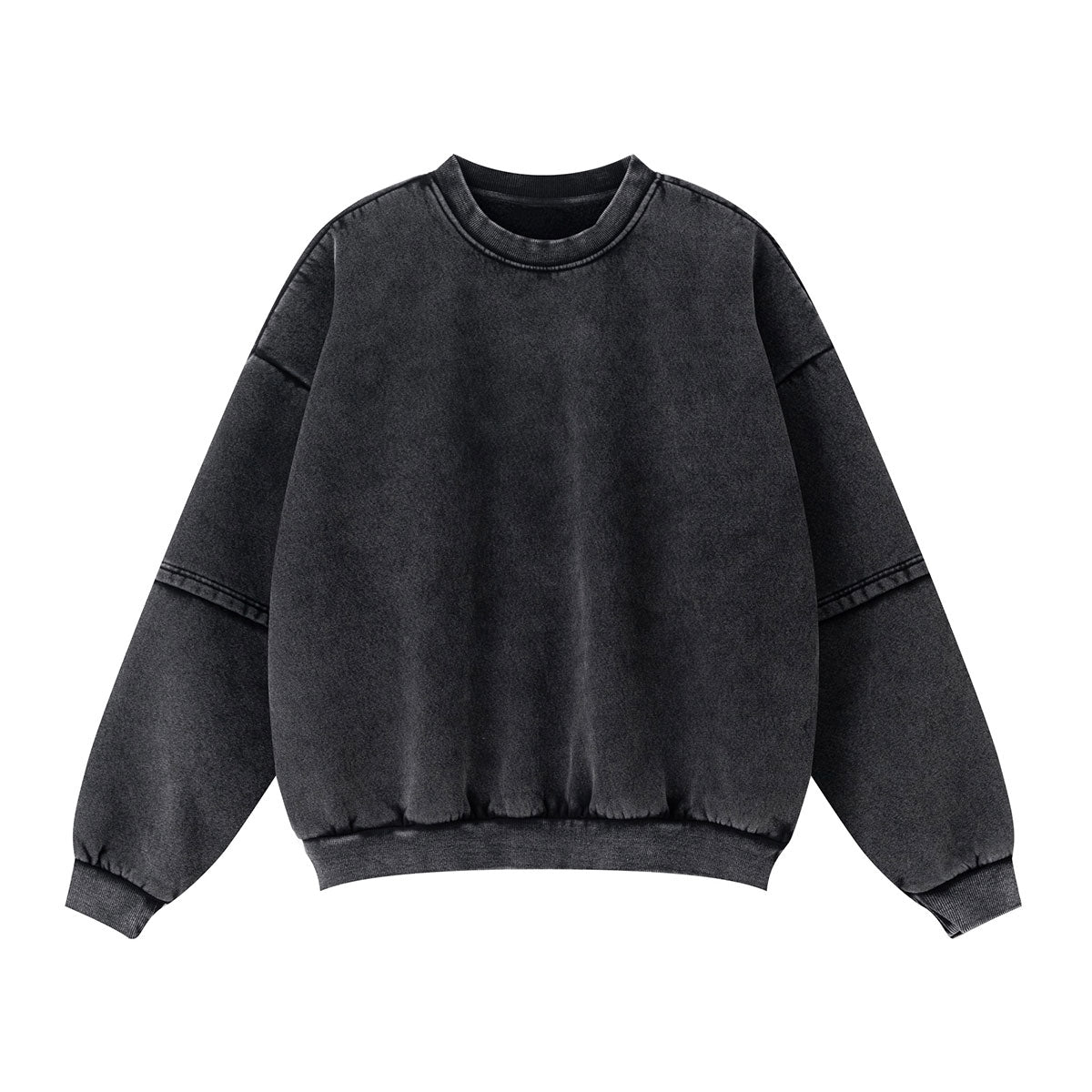 Crew Neck Mock Two-Layer Fleece Sweatshirt