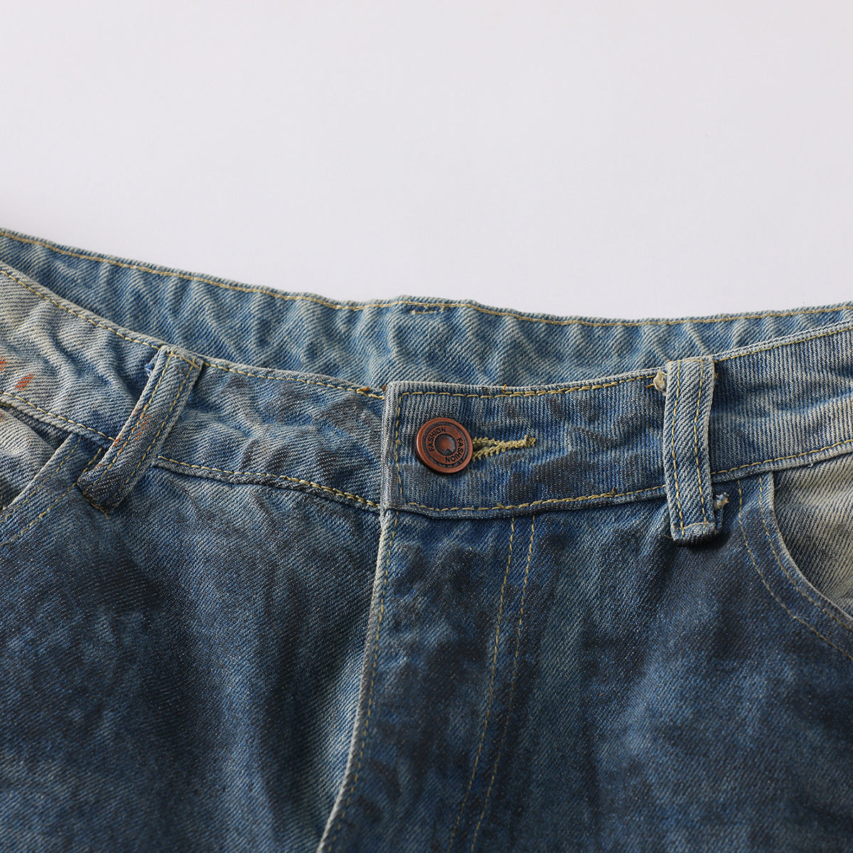 Vintage Distressed Wide-Leg Ripped Jeans