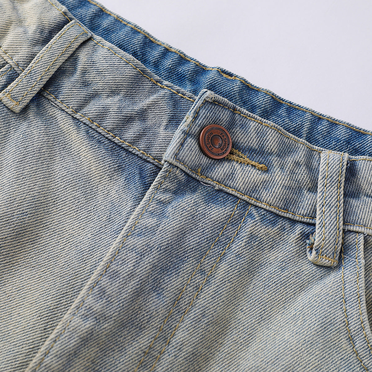 Wrinkle Wash Loose Straight Jeans