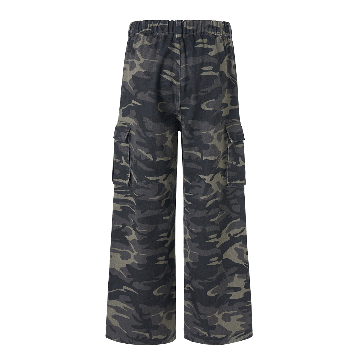 Camo Military Workwear Wide-Leg Cargo Utility Pants