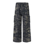 Camo Military Workwear Wide-Leg Cargo Utility Pants