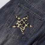 Leopard Star Patch Wide-Leg Denim Jeans