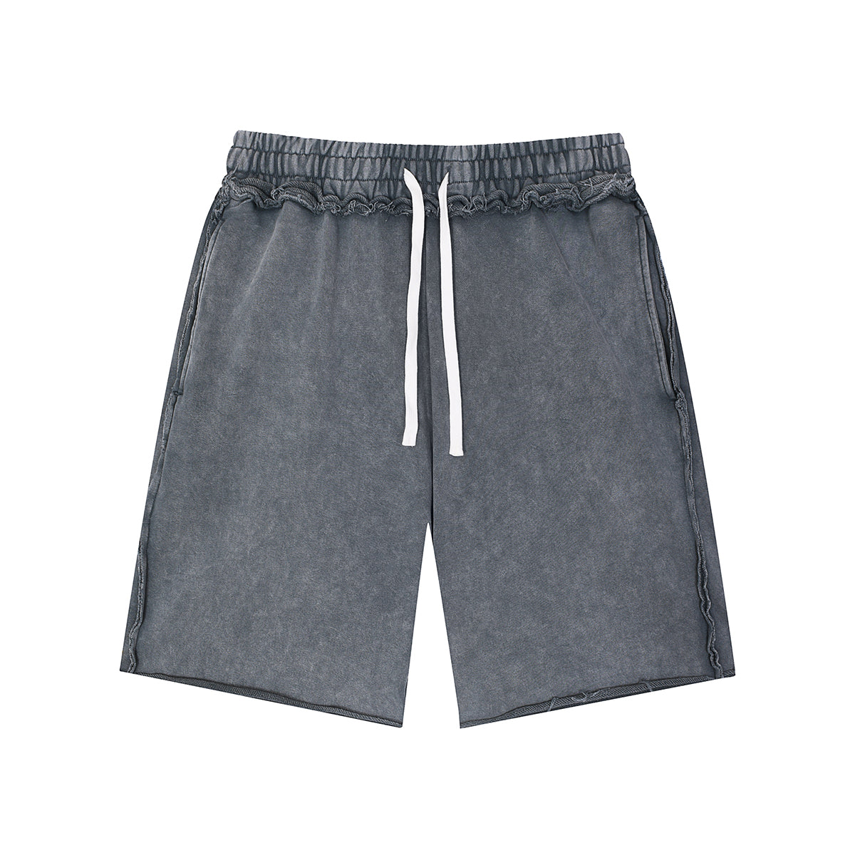 Stone-Washed Raw-Edge Sweat Shorts