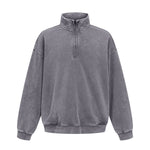 Distressed Wash Comfort Zip Pullover Sweatshirt