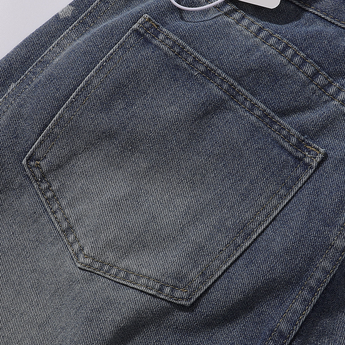 Cross Print Wide Leg Denim Jeans