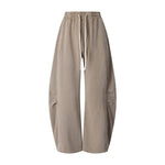 Vintage Washed Curved Panel Wide Drawstring Pants