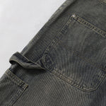 Utility Distressed Straight Leg Denim Jeans