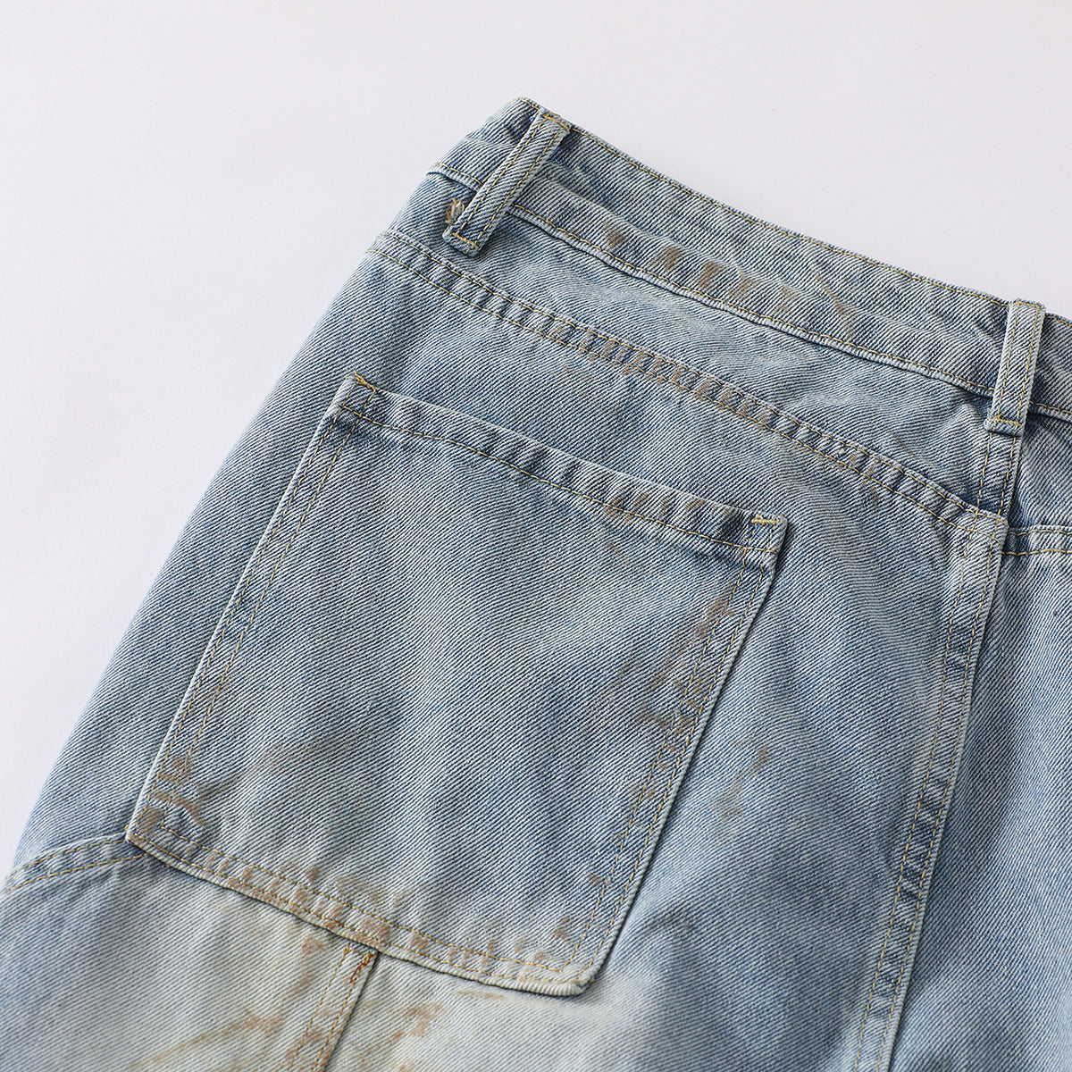 Vintage Washed Utility Cargo Wide-Leg Jeans